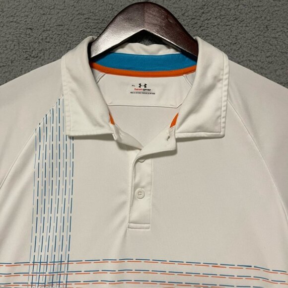 Under Armour Golf Polo Mens XL HeatGear Loose White Athletic Golf Shirt Preppy - Picture 2 of 15